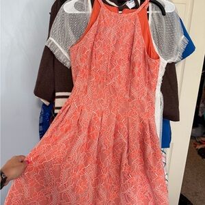 Vince Camuto Vibrant Orange Lace Dress